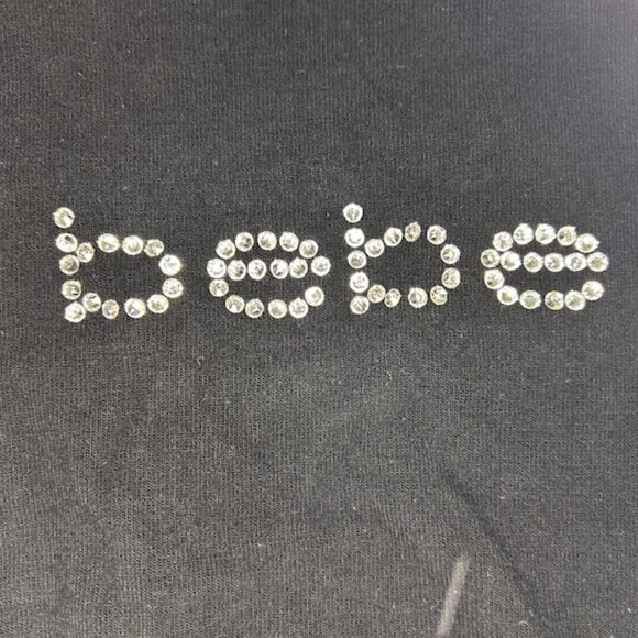 Bebe Rhinestone Embellished Bling Soft Cozy Sweater Black Size M - Picture 7 of 7